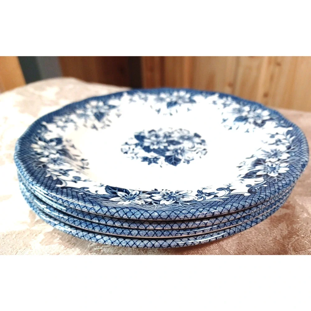 4 Clayton Blue White French English Country Cottage 7 1/2